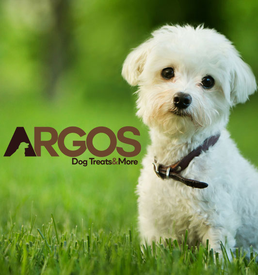 a picture of a puppy next to the argostreats logo
